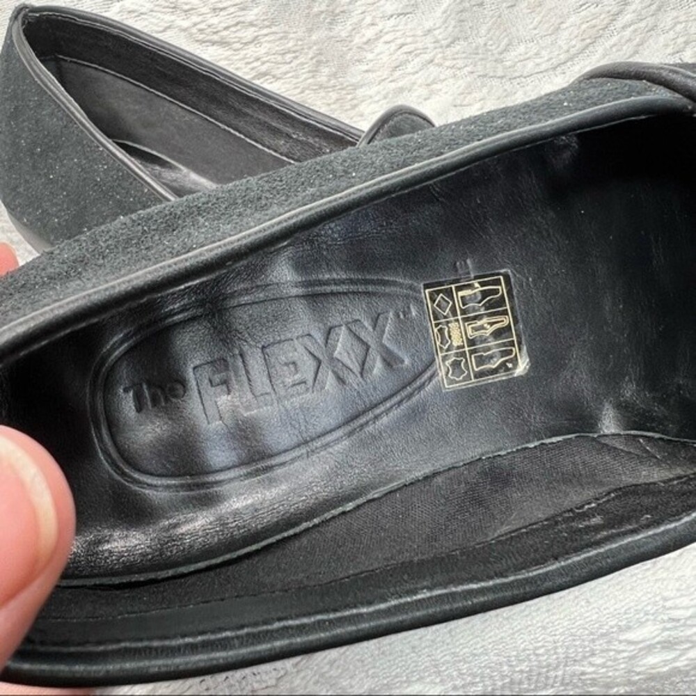 The Flexx Flats Black Suede Leather Glitter Loafer Women's Size 6.5 - Picture 8 of 9